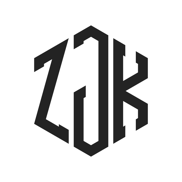 Diseño del logotipo ZJK Letra inicial ZJK Monograma Logotipo con forma de hexágono