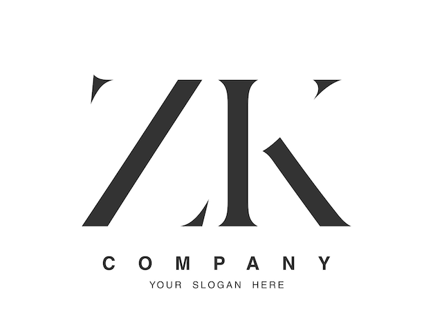Diseño del logotipo ZK Letra inicial z y k estilo de fuente serif Nombre de empresa clásico creativo tipografía Logotipo o identidad de moda