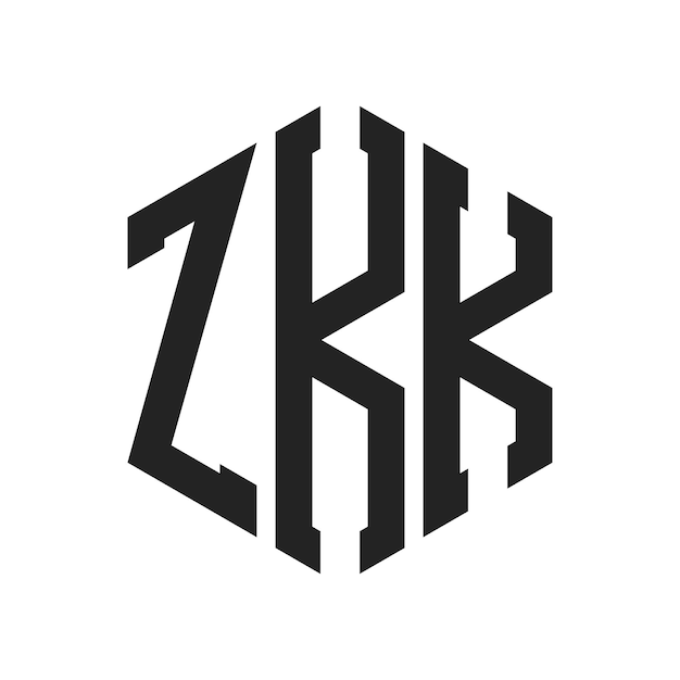 Diseño del logotipo ZKK Letra inicial ZKK Monograma Logotipo con forma de hexágono