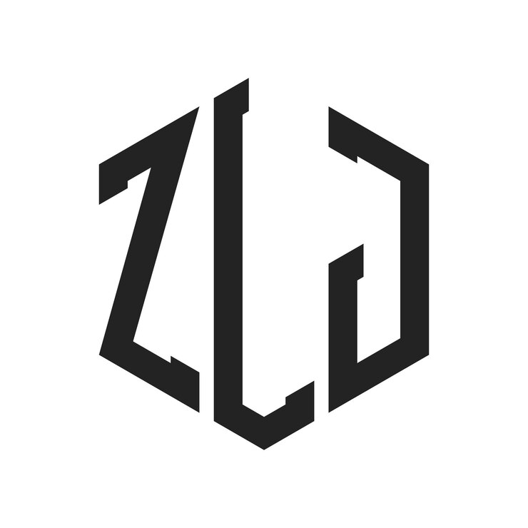 Vector diseño del logotipo de zlj letra inicial zlj monograma logotipo con forma de hexágono
