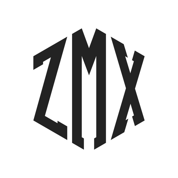 Vector diseño del logotipo zmx letra inicial zmx monograma logotipo con forma de hexágono