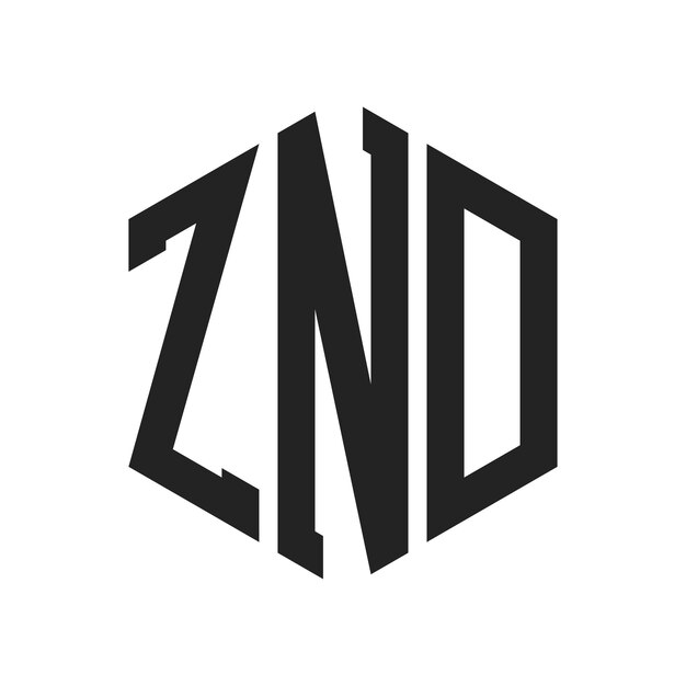 Diseño del logotipo ZND Letra inicial ZND Monograma Logotipo con forma de hexágono