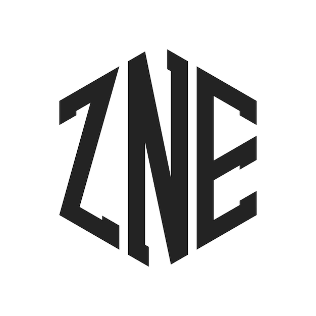 Diseño del logotipo ZNE Letra inicial ZNE Monograma Logotipo con forma de hexágono