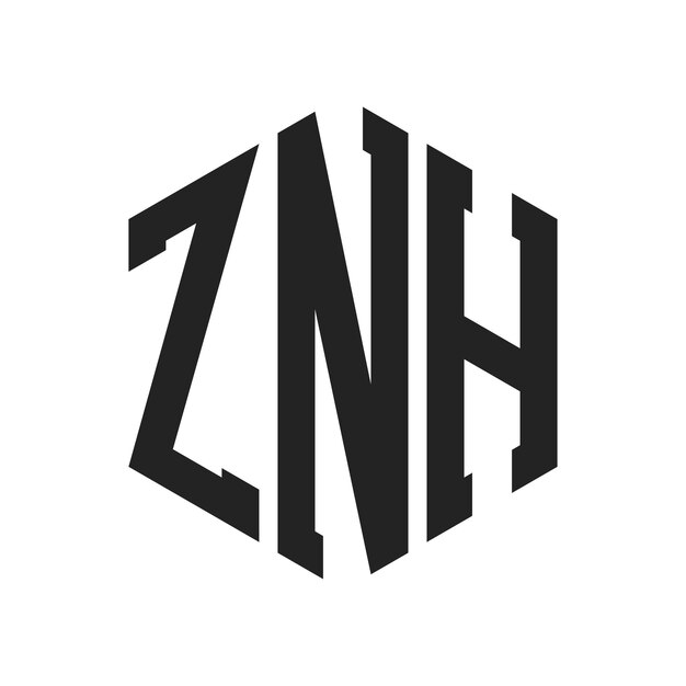 Diseño del logotipo ZNH Letra inicial ZNH Monograma Logotipo con forma de hexágono