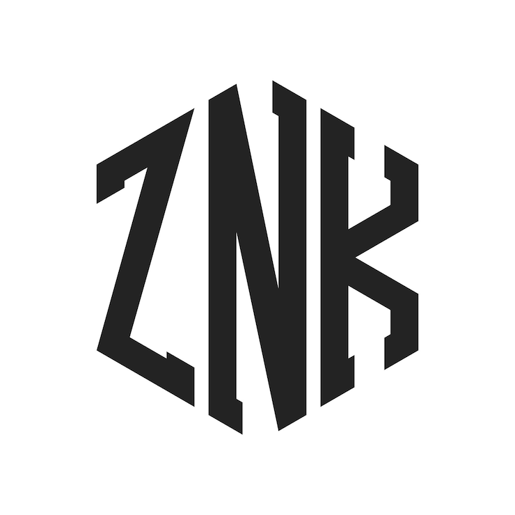 Vector diseño del logotipo de znk letra inicial znk monograma logotipo con forma de hexágono
