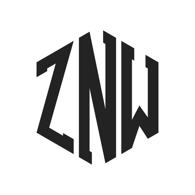 Diseño del logotipo ZNW Letra inicial ZNW Monograma Logotipo con forma de hexágono