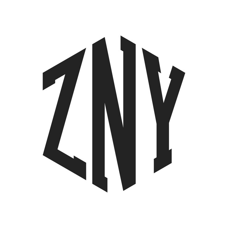 Vector diseño del logotipo zny letra inicial zny monograma logotipo con forma de hexágono
