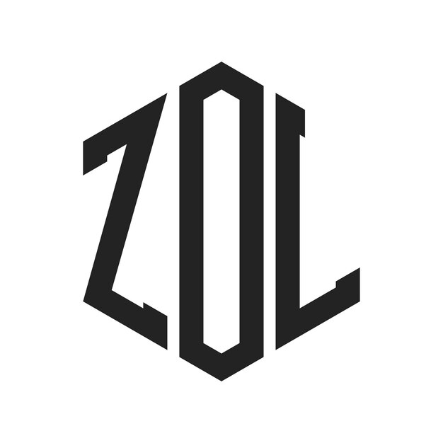 Diseño del logotipo ZOL Letra inicial ZOL Monograma Logotipo con forma de hexágono