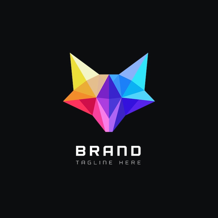Vector diseño del logotipo del zorro colorido geométrico