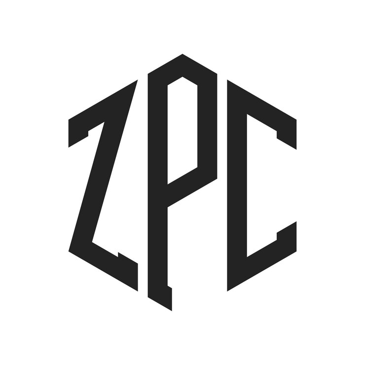 Vector diseño del logotipo de zpc letra inicial zpc monograma logotipo con forma de hexágono