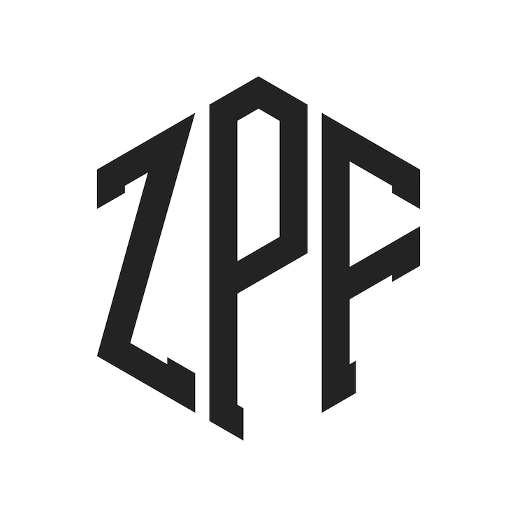 Vector diseño del logotipo de zpf letra inicial zpf monograma logotipo con forma de hexágono