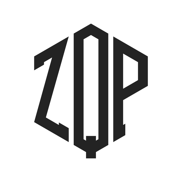 Diseño del logotipo de ZQP Letra inicial ZQP Monograma Logotipo con forma de hexágono