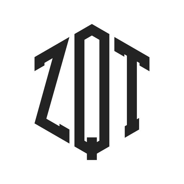 Diseño del logotipo de ZQT Letra inicial ZQT Monograma Logotipo con forma de hexágono