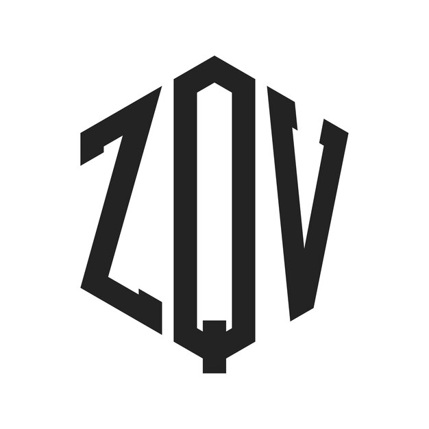 Diseño del logotipo ZQV Letra inicial ZQV Monograma Logotipo con forma de hexágono