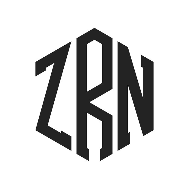Diseño del logotipo ZRN Letra inicial ZRN Monograma Logotipo con forma de hexágono