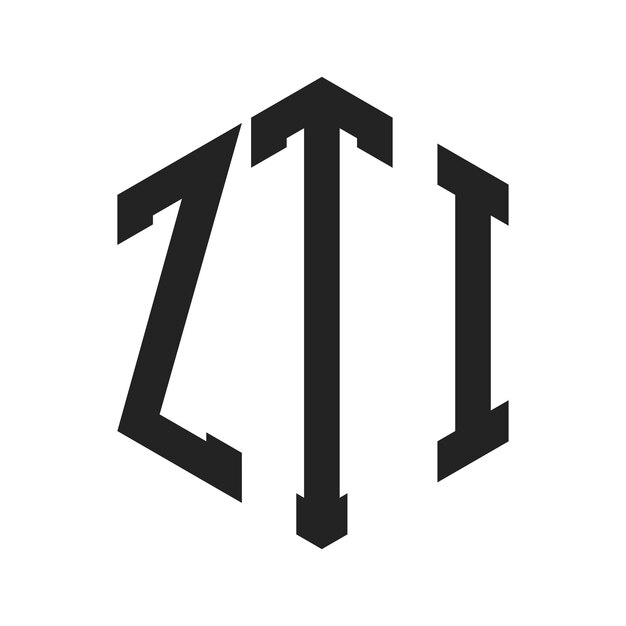 Diseño del logotipo ZTI Letra inicial ZTI Monograma Logotipo con forma de hexágono