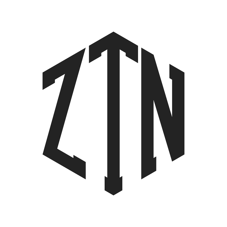 Vector diseño del logotipo ztn letra inicial ztn monograma logotipo con forma de hexágono