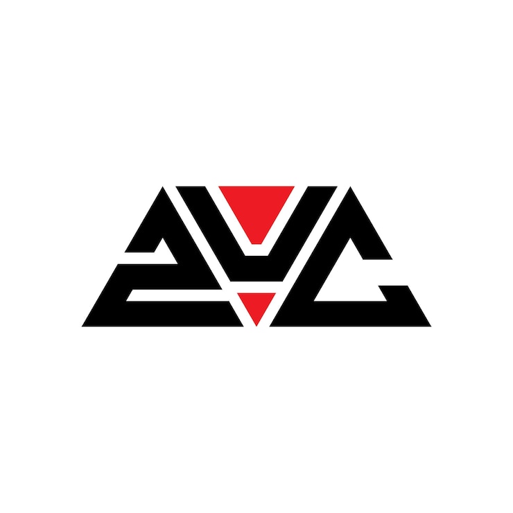 Vector diseño de logotipo de zuc triángulo con forma de triángulo zuc diseño de logotipo triángulo monograma zuc modelo de logotipo vectorial triángulo de zuc con color rojo logotipo triangular zuc sencillo elegante y lujoso logotipo zuc