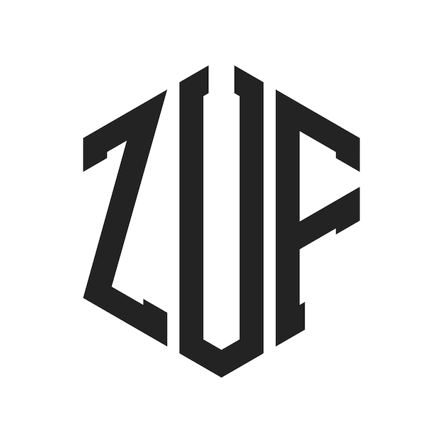Diseño del logotipo de ZUF Letra inicial ZUF Monograma Logotipo con forma de hexágono