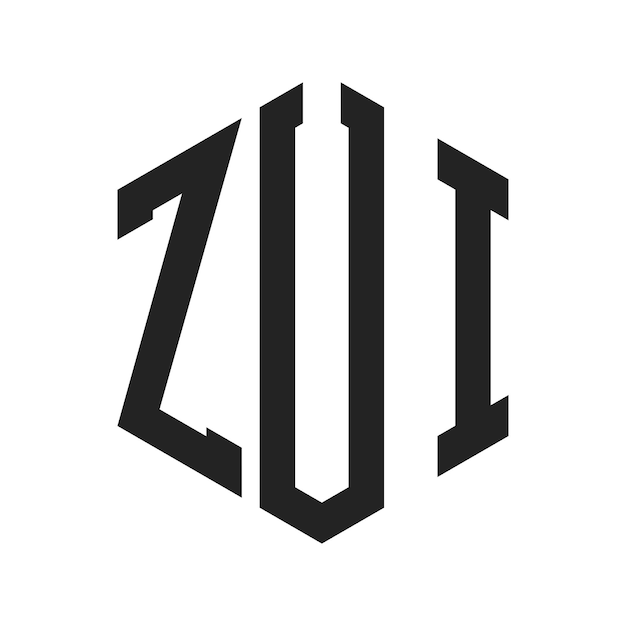 Diseño del logotipo de ZUI Letra inicial ZUI Monograma Logotipo con forma de hexágono