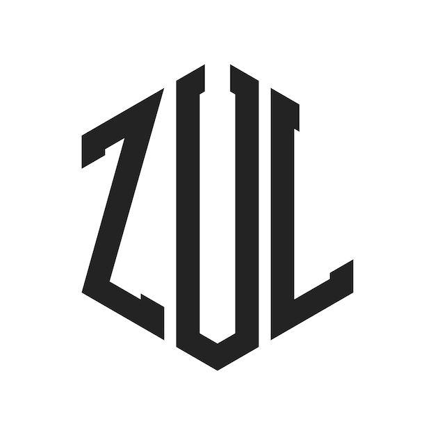 Diseño del logotipo ZUL Letra inicial ZUL Monograma Logotipo con forma de hexágono