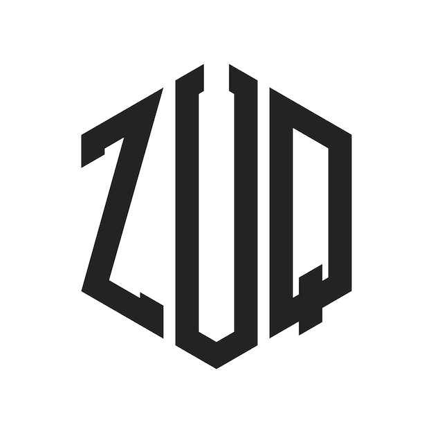 Diseño del logotipo de ZUQ Letra inicial ZUQ Monograma Logotipo con forma de hexágono