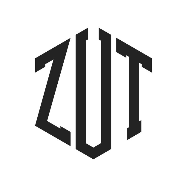 Diseño del logotipo de ZUT Letra inicial ZUT Monograma Logotipo con forma de hexágono