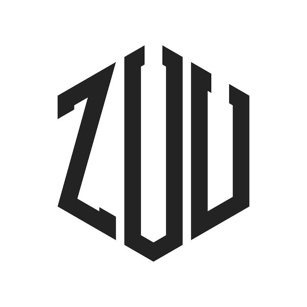 Diseño del logotipo ZUU Letra inicial ZUU Monograma Logotipo con forma de hexágono