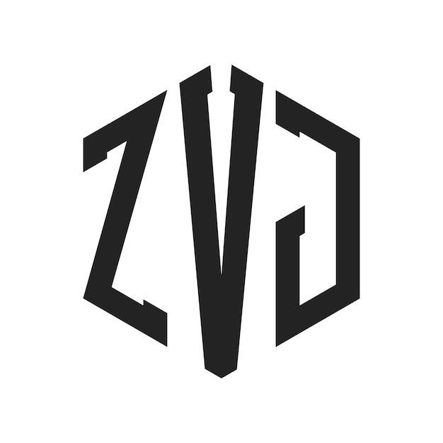 Diseño del logotipo de ZVJ Letra inicial ZVJ Monograma Logotipo con forma de hexágono