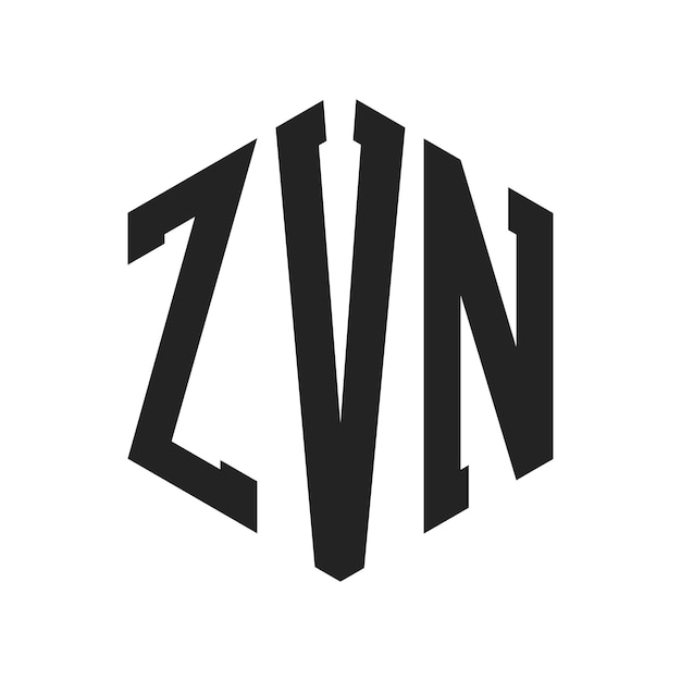Diseño del logotipo ZVN Letra inicial ZVN Monograma Logotipo con forma de hexágono