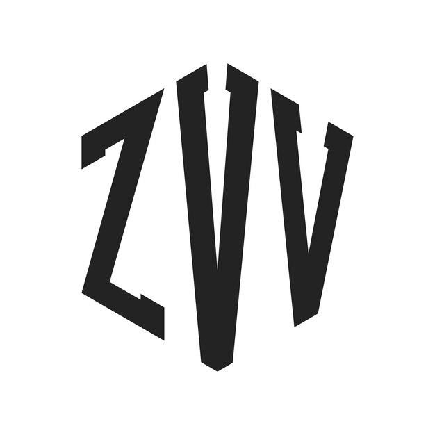 Diseño del logotipo de ZVV Letra inicial ZVV Monograma Logotipo con forma de hexágono