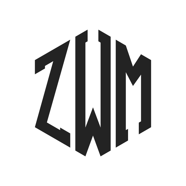 Diseño del logotipo ZWM Letra inicial ZWM Monograma Logotipo con forma de hexágono