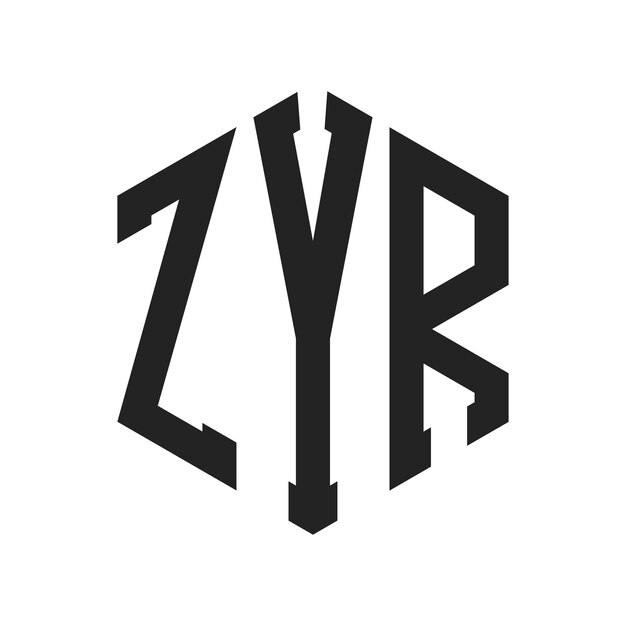 Diseño del logotipo ZYR Letra inicial ZYR Monograma Logotipo con forma de hexágono