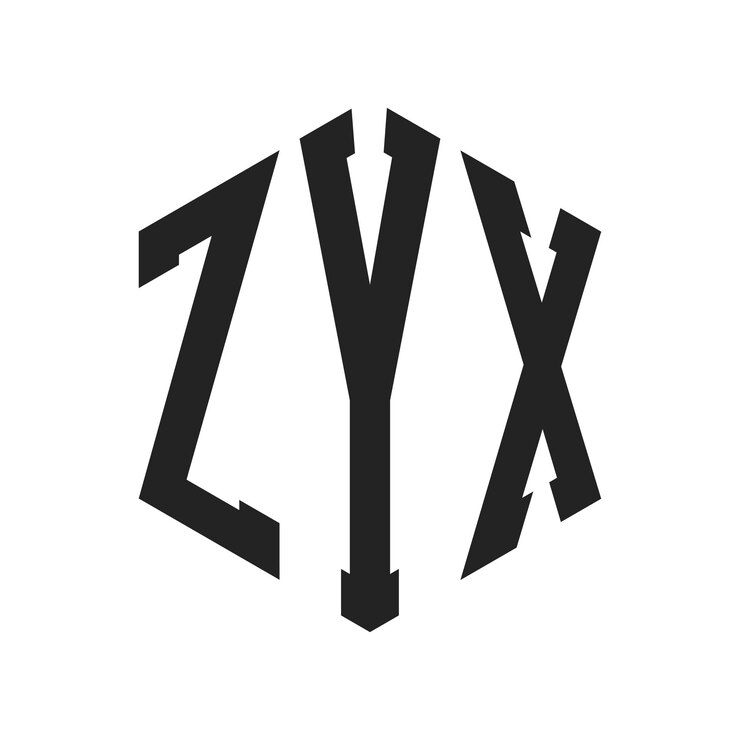 Vector diseño del logotipo zyx letra inicial zyx monograma logotipo con forma de hexágono
