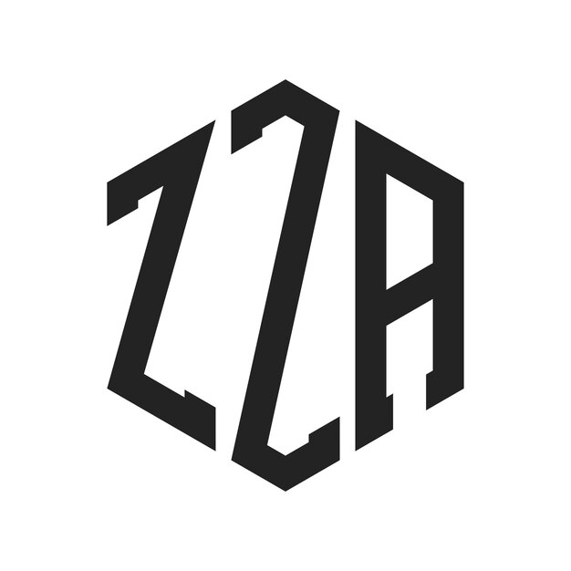 Diseño del logotipo ZZA Letra inicial ZZA Monograma Logotipo con forma de hexágono