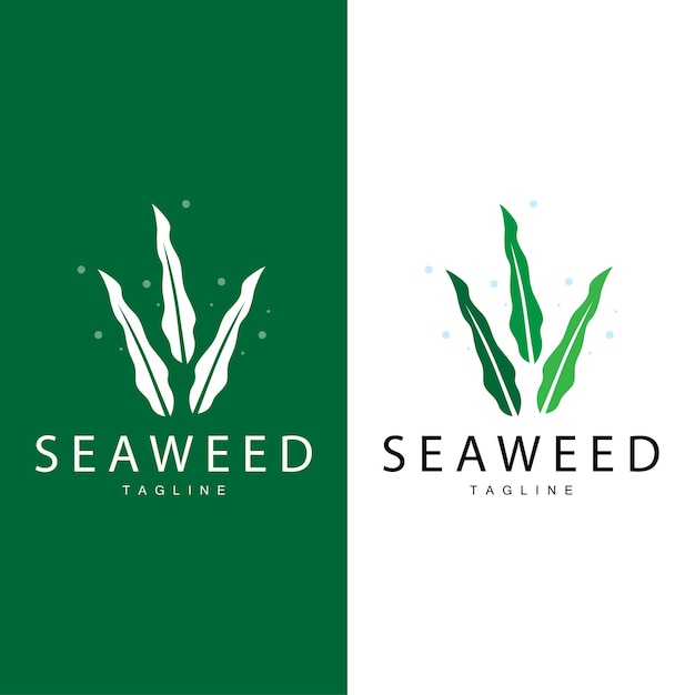 Diseño de logotipos de algas Diseño de plantas submarinas Ilustraciones Cosméticos e ingredientes alimentarios