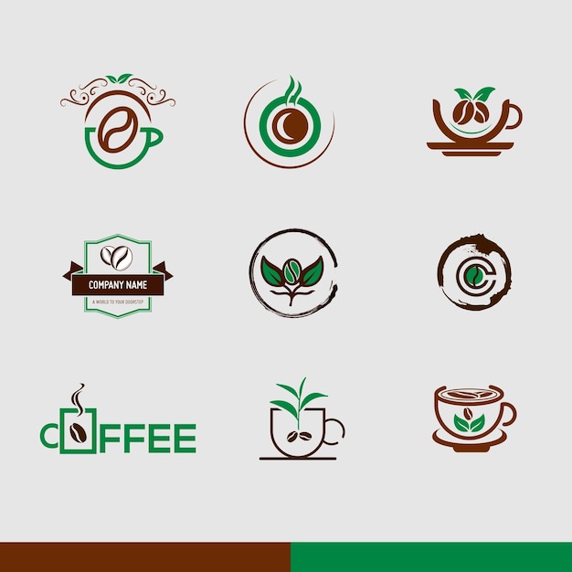 Diseño de logotipos de café y colección de logotipos.