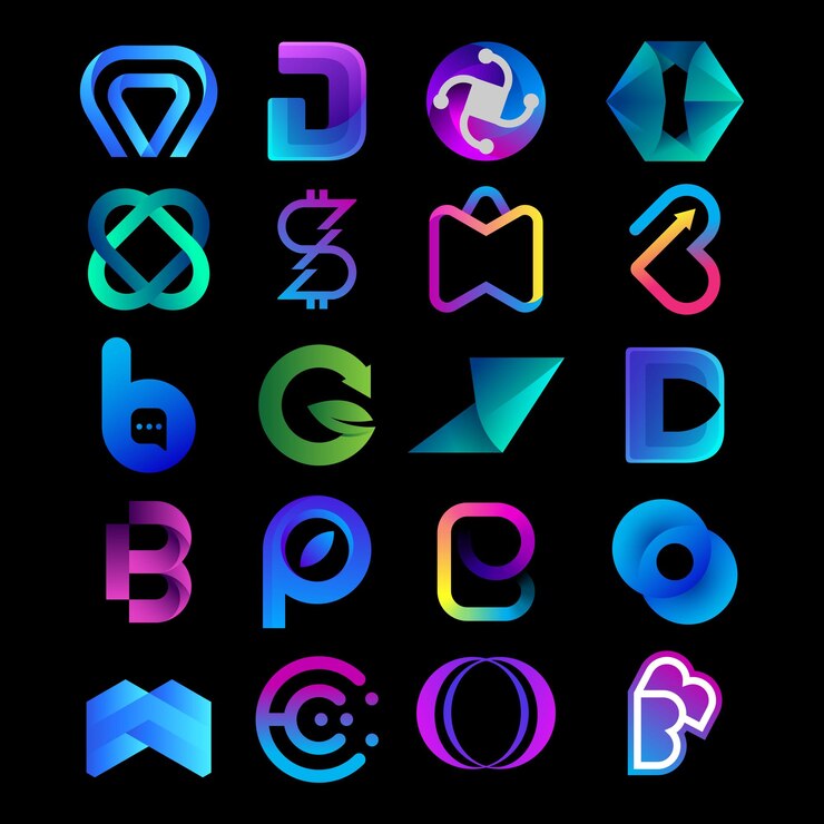 Diseño de logotipos de color degradado y moderno