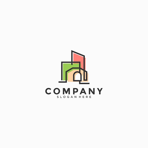 Diseño de logotipos de construcción, bienes raíces, arquitectura, icono del logotipo de construcción