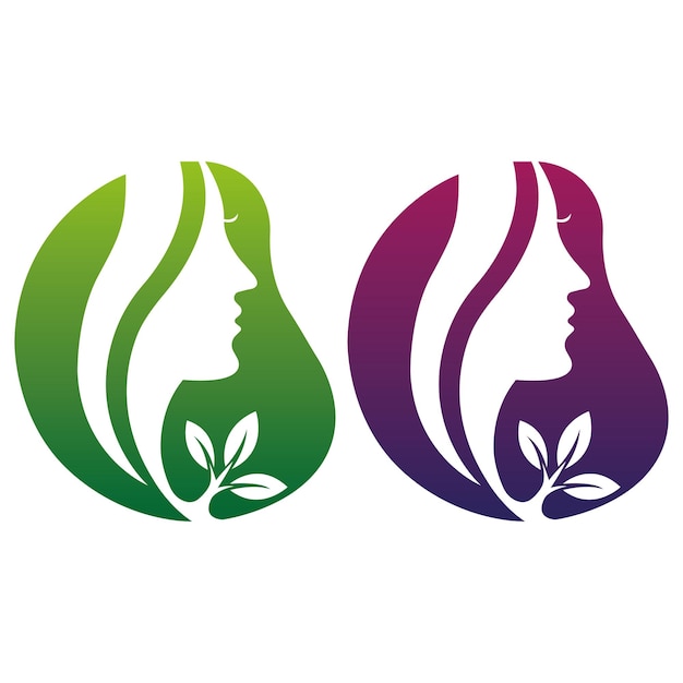 Diseño de logotipos para el cuidado de la belleza Ilustración vectorial Ilustración vectoral para el cuidado del rostro y la piel Ecología Gr