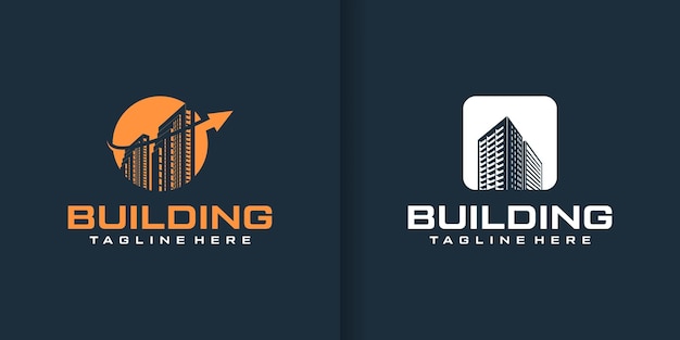 Diseño de logotipos de edificios inmobiliarios modernos Icono de concepto de industria de trabajos de construcción Logotipos de propiedades Contratistas de viviendas y empresas contratistas generales