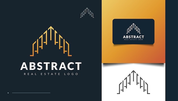 Diseño de logotipos inmobiliarios abstractos y futuristas. diseño de logo de construcción, arquitectura o edificio