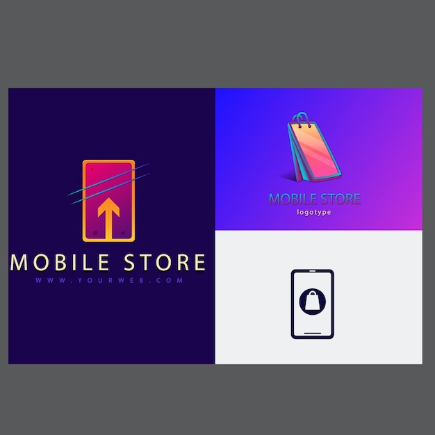 Diseño de logotipos de tiendas móviles con plantilla de diseño de logotipo de tiendas en línea de diseño plano