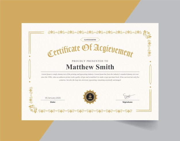 Diseño de logro de certificado vintage