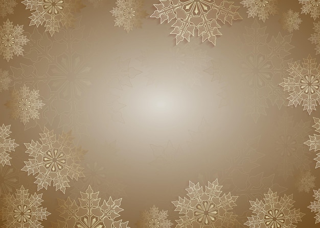 Diseño de luces navideñas con un conjunto de elegantes copos de nieve de color dorado