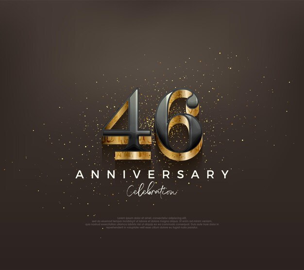 Diseño de lujo del 46 aniversario con números clásicos en un fondo negro Fondo vectorial premium para saludos y celebraciones