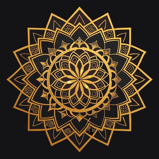 Diseño de lujo con efecto mandala ornamental dorado patrón decorativo fondo transparente