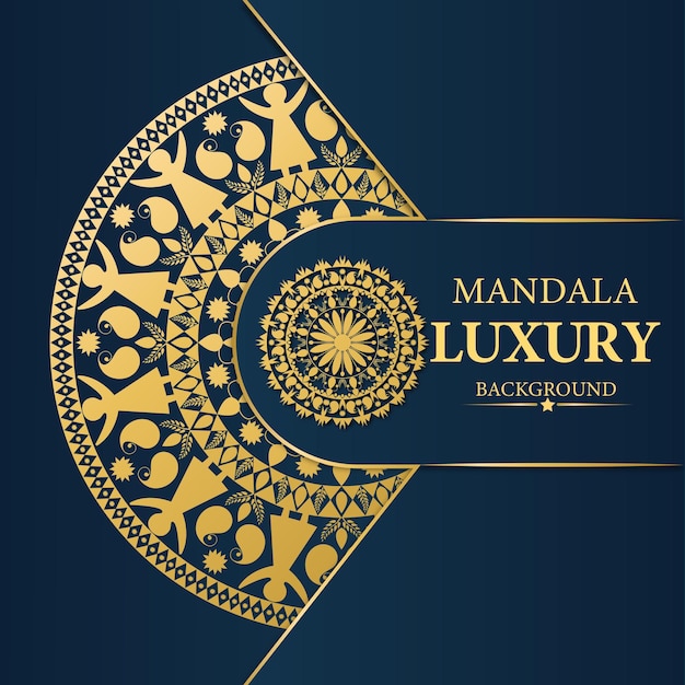 Diseño de lujo estilo premium diseño de mandala de fondo dorado ornamental