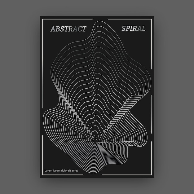 Diseño de lujo de línea ondulada plateada Diseño del cartel de la portada