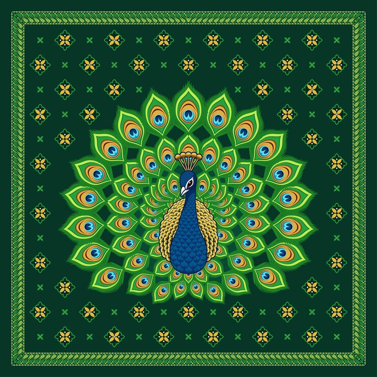 El diseño majestuoso del pavo real